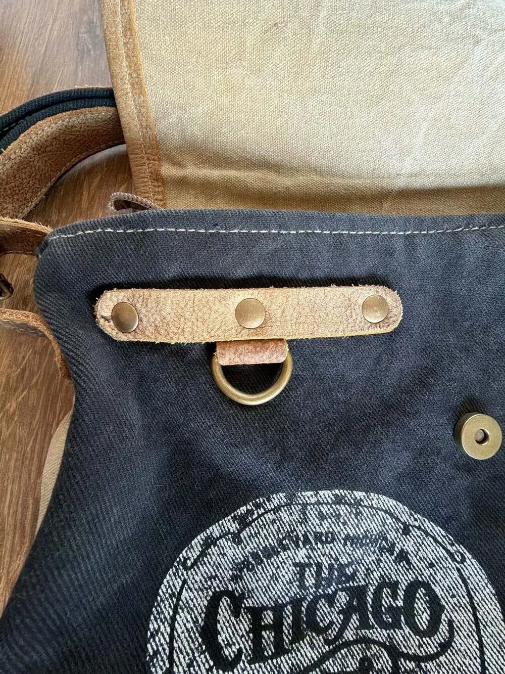 Myra Bag The Chicago Upcycled Canvas and Leather Messenger Shoulder Bag
